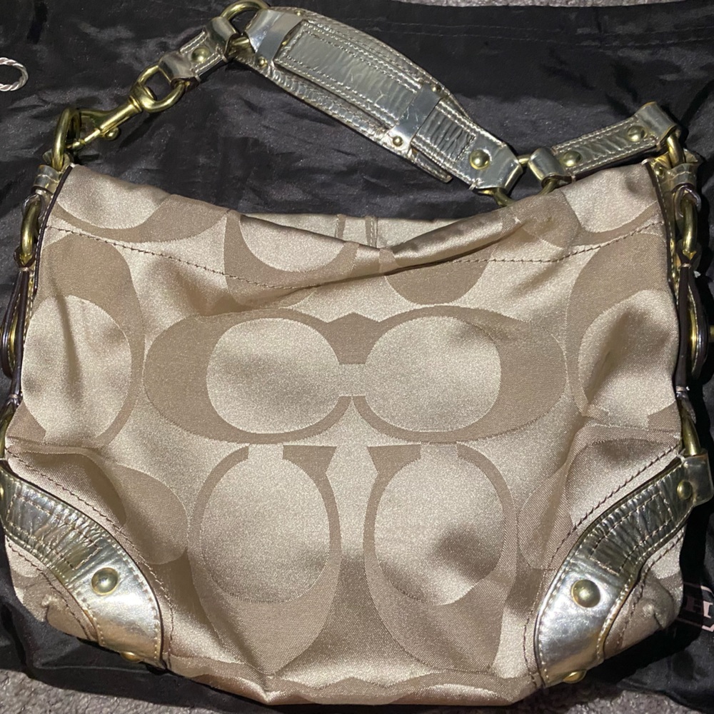 Gold metallic Hobo Coach Purse